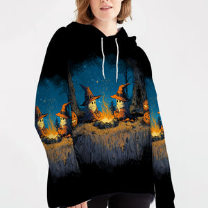 Spooky Pumpkin Campfire Night All Over Print Shirt