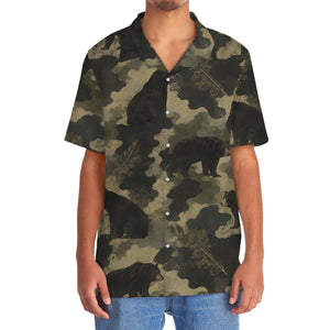 Black Bear Camouflage Graphic Pattern Hawaiian Shirt