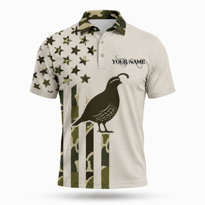 Custom Name Quail Hunting Camouflage Style Men Polo Shirt
