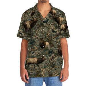 Vintage Elk Hunter Camo Hawaiian Shirt