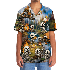Vintage Skeleton Camping Hawaiian Shirt