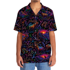 Midnight Elk Hunting Neon Hawaiian Shirt