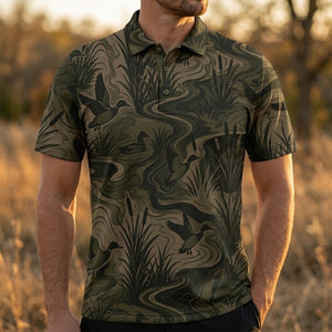 Camouflage Duck Hunting Men Polo Shirt