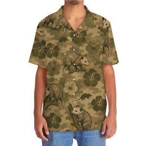Opossum Hibiscus Camouflage Hawaiian Shirt
