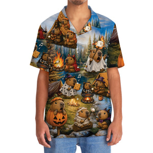 Vintage Capybara Camping Hawaiian Shirt