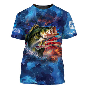 Blue Bass Fishing Patriotic All Over Print Shirt