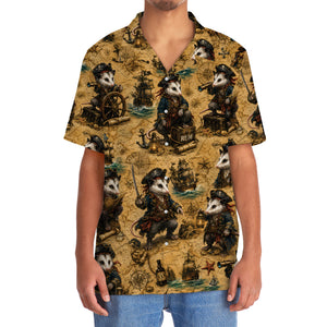 Vintage Pirate Opossum Treasure Map Hawaiian Shirt