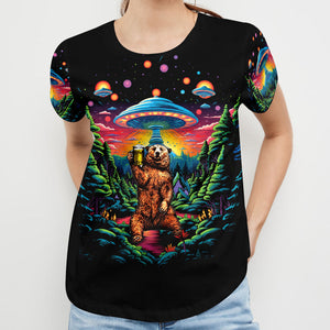 Bear Alien Night Drinking All Over Print Shirt