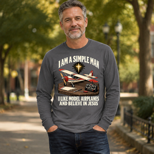 I Like Model Airplanes & Believe In Jesus - 6-CS2D-Charcoal