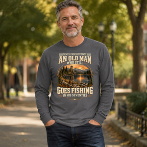 An Old Man Goes Fishing In 70s - 6-CS2D-Charcoal