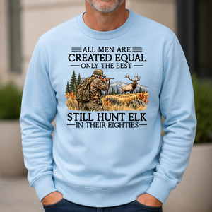 All Men Are Created Equal Elk Hunting 80s - 6-CS2D-LightBlue
