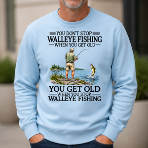 Don't Stop Walleye Fishing Vintage - 6-CS2D-LightBlue
