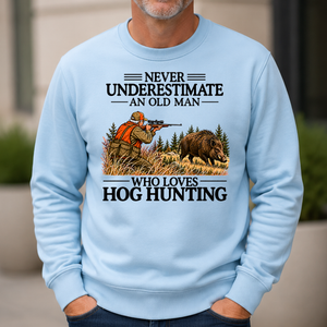 Never Underestimate An Old Man Hog Hunting - 6-CS2D-LightBlue