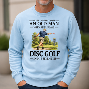 An Old Man Who Still Plays Disc Golf In His Seventies - 6-CS2D-LightBlue