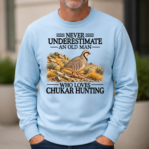 Never Underestimate An Old Man Who Loves Chukar Hunting - 6-CS2D-LightBlue