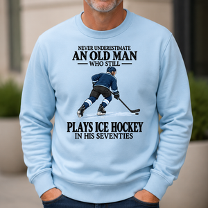 An Old Man Still Plays Ice Hockey In His Seventies - 6-CS2D-LightBlue