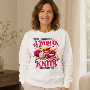 A Woman Still Knits In Her Seventies - 6-CS2D-White