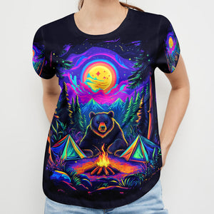 Camping Night With Bear All Over Print Shirt