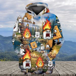 Vintage Camping Burnt Mashmallow All Over Print Shirt