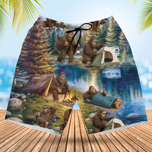Funny Bigfoot Camping Hawaiian Shirt