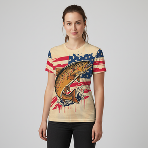 Vintage America Custom Name Trout Fishing All Over Print Shirt
