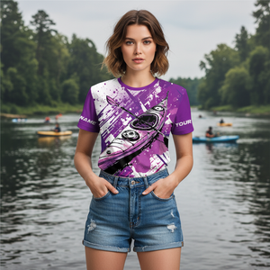 Custom Name Kayaking Purple All Over Print Shirt