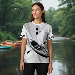 Custom Name Kayaking Black And White All Over Print Shirt