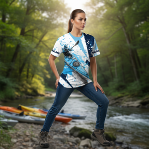 Custom Name Kayaking Blue All Over Print Shirt