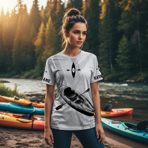 Custom Name Kayaking Black And White All Over Print Shirt