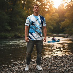 Custom Name Kayaking Blue All Over Print Shirt