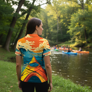 Custom Name Sunset Kayaking Scene All Over Print Shirt