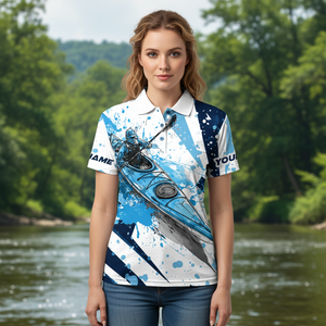Custom Name Kayaking Blue All Over Print Shirt