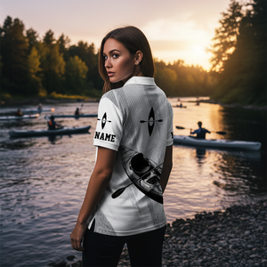 Custom Name Kayaking Black And White All Over Print Shirt