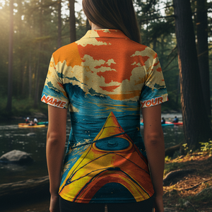 Custom Name Sunset Kayaking Scene All Over Print Shirt