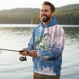 Largemouth Bass American Flag All Over Print Shirt