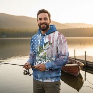 Largemouth Bass American Flag All Over Print Shirt