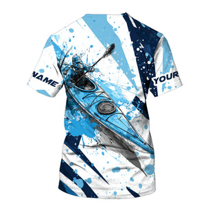 Custom Name Kayaking Blue All Over Print Shirt