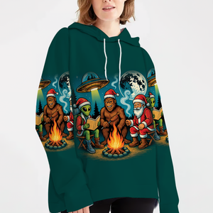 Funny Bigfoot Alien And Santa Making Memories One Campfire At A Time All Over Print Shirt