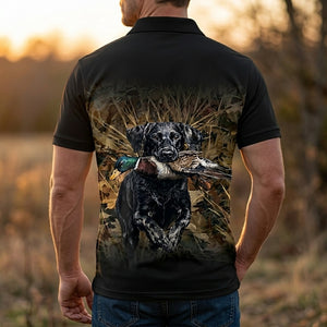 Duck Hunting Setter Dog Polo Men Shirt