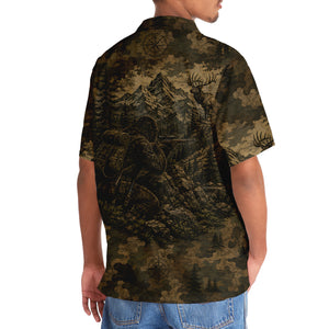 Bigfoot Elk Hunting Camouflage Funny Hawaiian Shirt