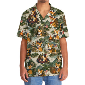 Funny Corgi Dog Camping Hawaiian Shirt