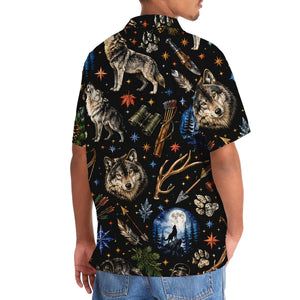 Wolf Hunting Retro Black Hawaiian Shirt