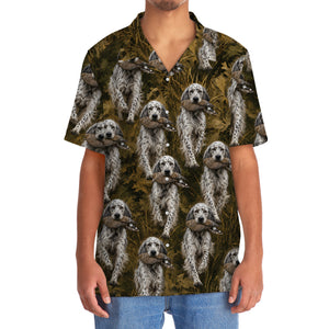 Camouflage English Setter Running With Mourning Dove Hawaiian Shirt