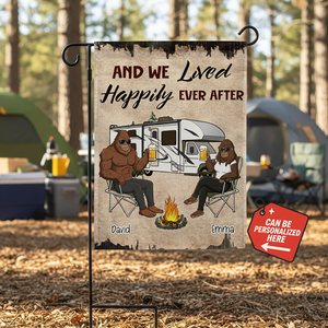 Custom Name Bigfoot And We Lived Happily Ever After Flag Decor