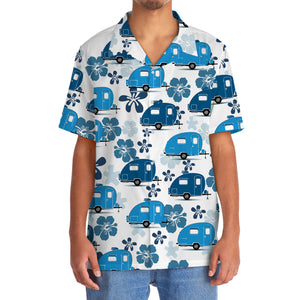 Teardrop Trailer Hibiscus Blue Hawaiian Shirt
