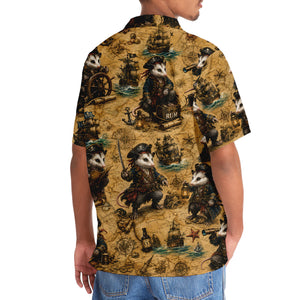 Vintage Pirate Opossum Treasure Map Hawaiian Shirt