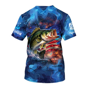 Blue Bass Fishing Patriotic All Over Print Shirt