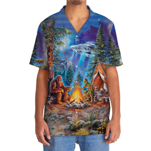 Bigfoot Alien Camping Night Hawaiian Shirt