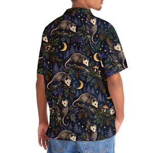 Moonlit Opossum Forest Pattern Hawaiian Shirt