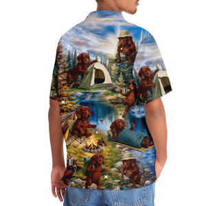 Dachshund Dog Funny Camping Hawaiian Shirt